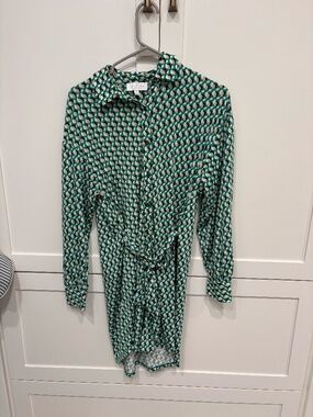 Retro Print Tie Waist Mini Dress